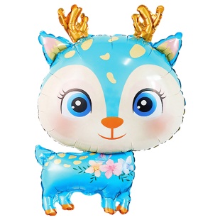 Шар с клапаном (15''/38 см) Мини-фигура, Олененок, Голубой, 5 шт. в уп. (цв.этик.)