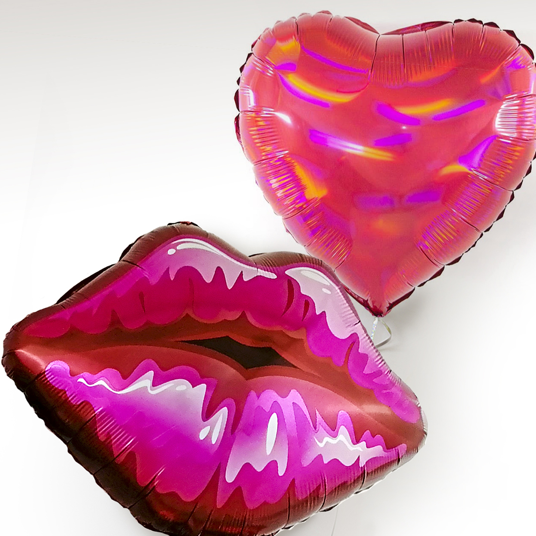 Шар (30''/76 см) Фигура, Губы, Красный, 1 шт. в уп.