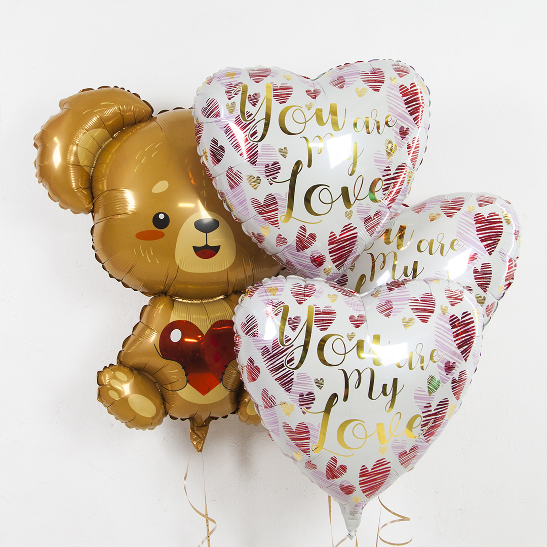 Шар (18''/46 см) Сердце, Моя Любовь (сердца граффити), 1 шт.