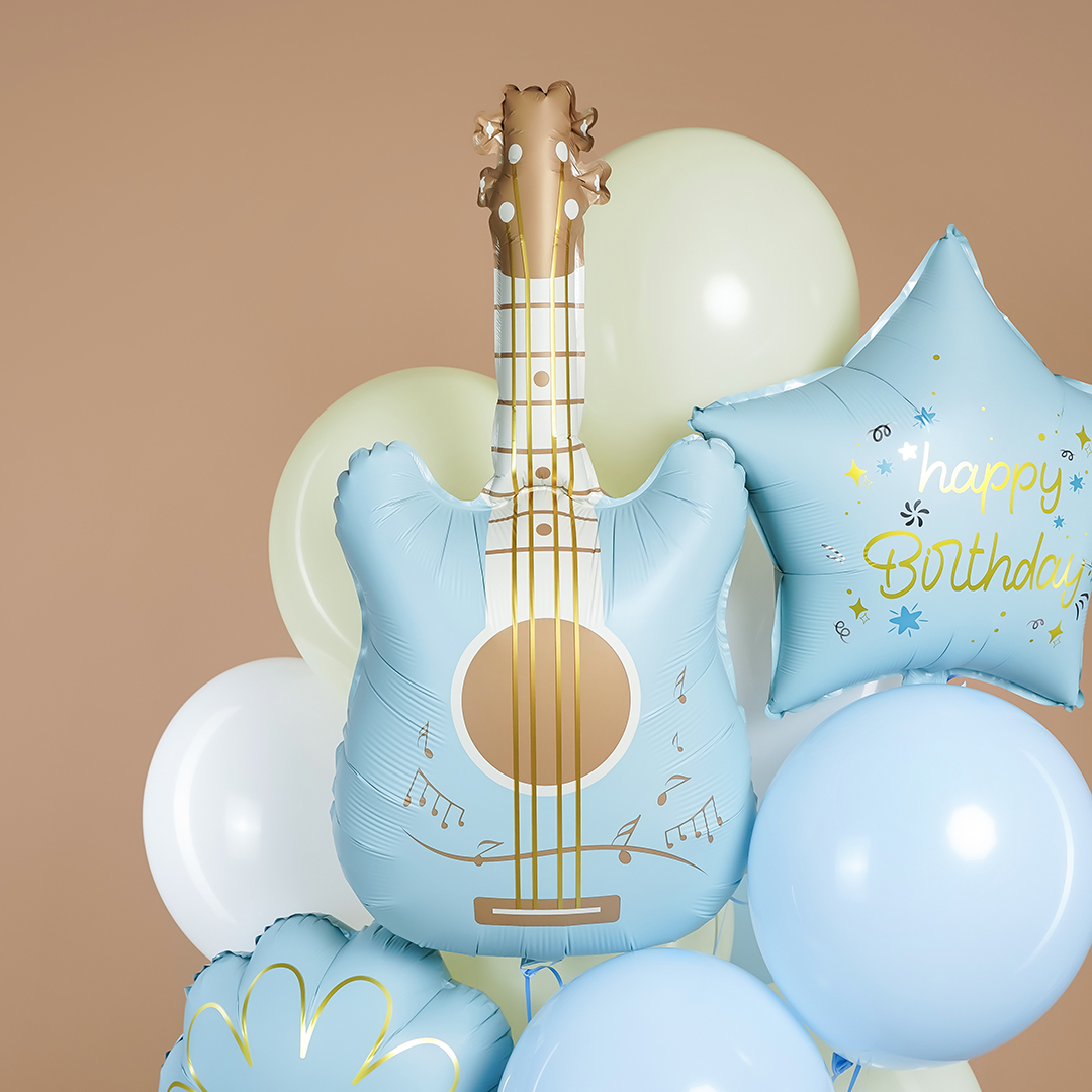 Шар (35''/89 см) Фигура, Гитара, Голубой, 1 шт. в уп.
