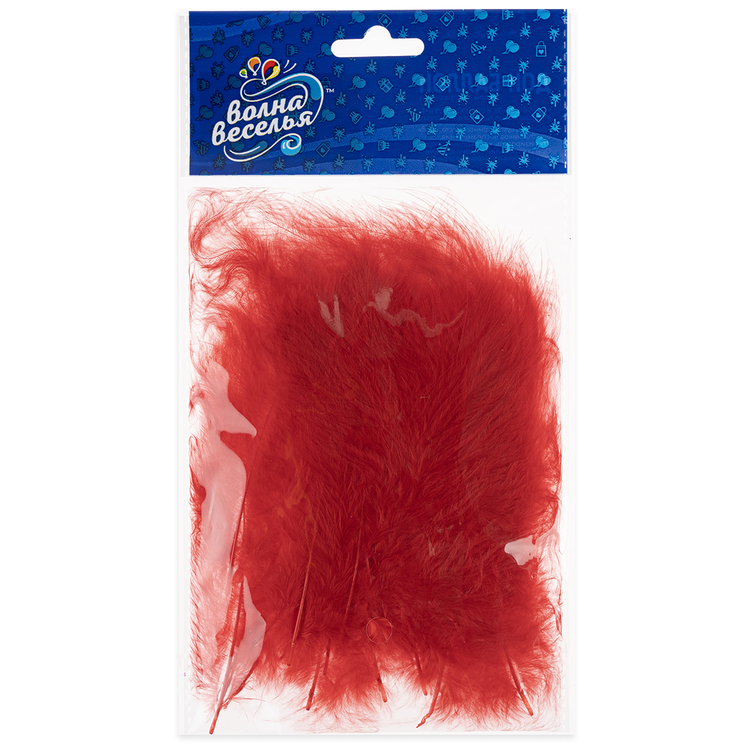 Перья, Премиум, Красный, 12-15 см, 30 шт.
