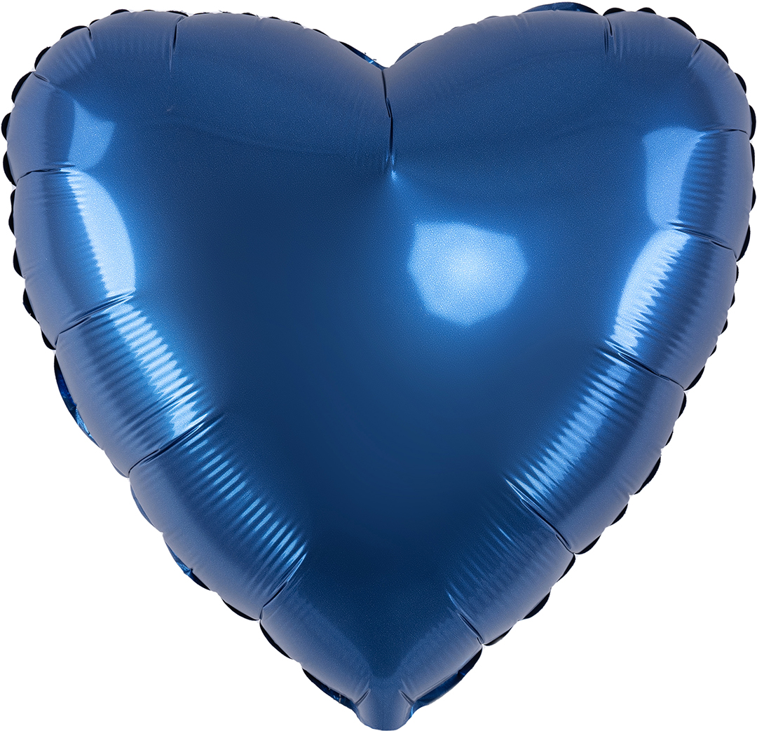 Шар (18''/46 см) Сердце, Темно-синий, Сатин, 1 шт.