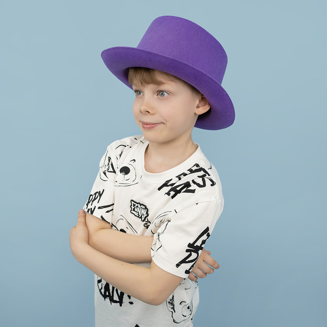 Шляпа, Цилиндр, фетр, Фиолетовый, 56-58 разм., 1 шт. 