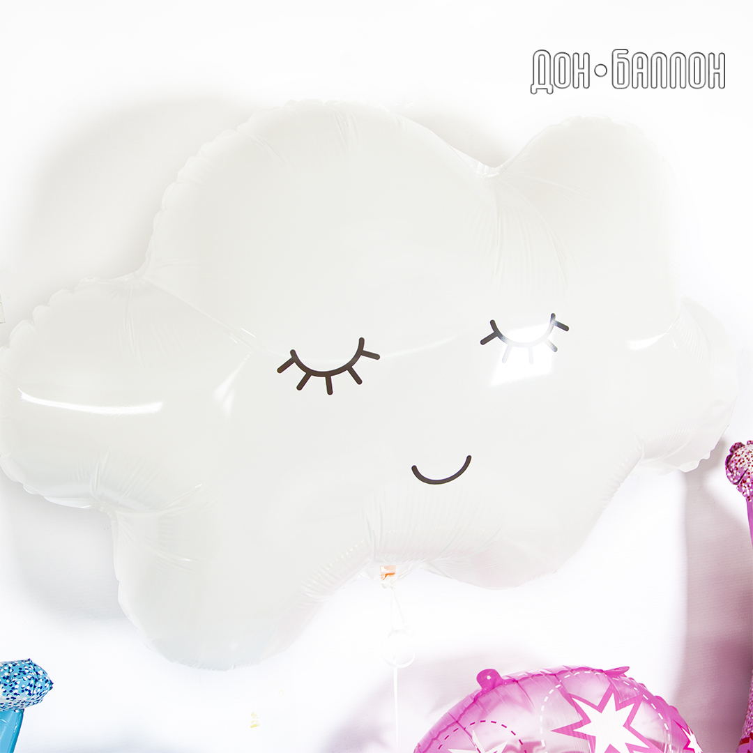 Шар (27''/69 см) Фигура, Облако, Белый, 1 шт. в уп.