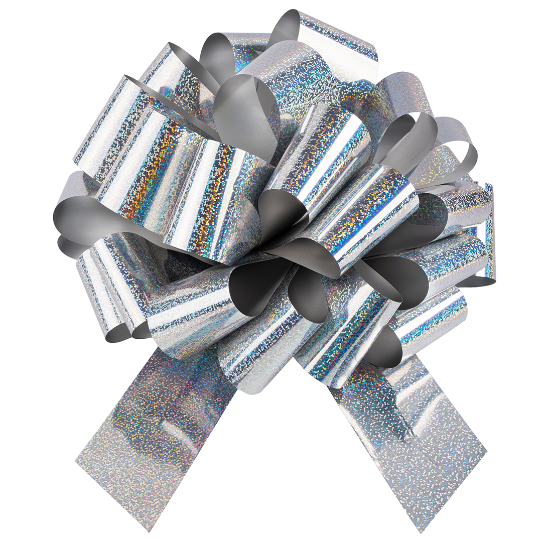 Бант Шар, Серебро, Голография, 36 см, 1 шт. в упак. 