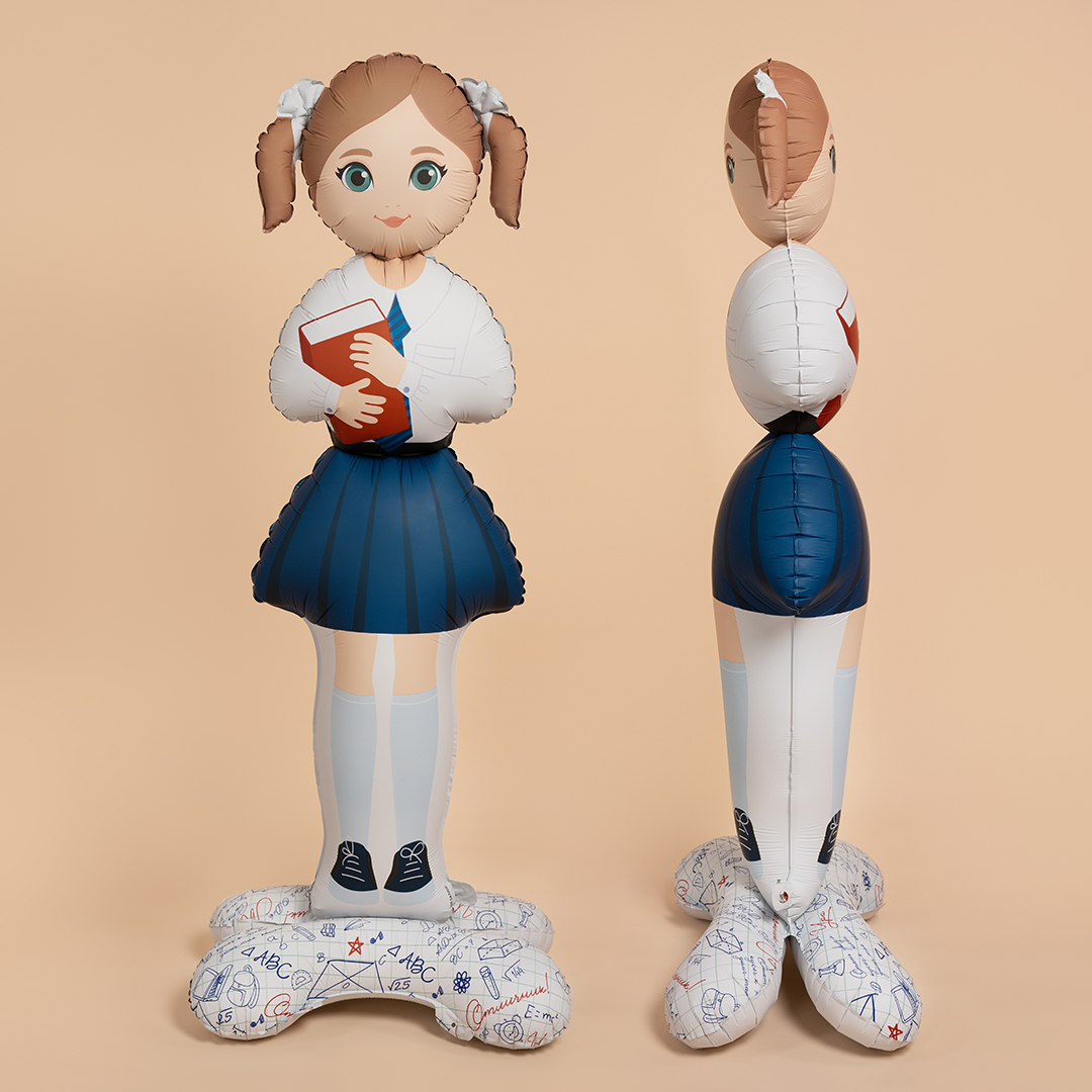 Шар 3D (71''/180 см) Фигура на подставке, Школьница, Ученица Девочка, Сатин, 1 шт. в уп.