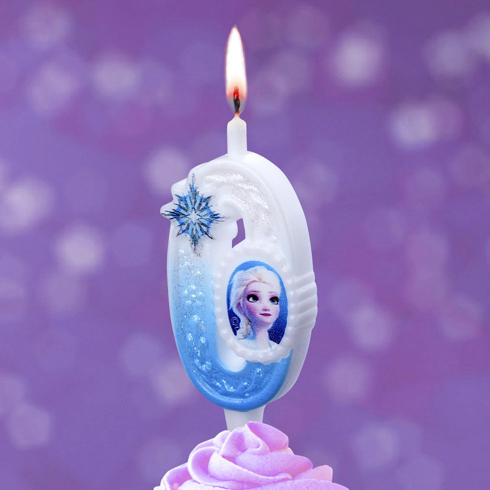 Свеча Цифра, 0 Холодное сердце, 12 см, 1 шт.