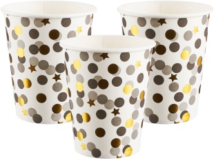 Стаканы (250 мл) Конфетти, Стильный микс, Металлик, 6 шт.