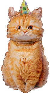 Шар с клапаном (17''/43 см) Мини-фигура, Котик в колпачке, 5 шт. в уп.