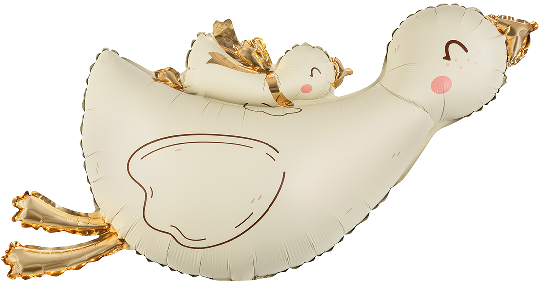 Шар (38''/97 см) Фигура, Гусь с малышом, Сатин, 1 шт.
