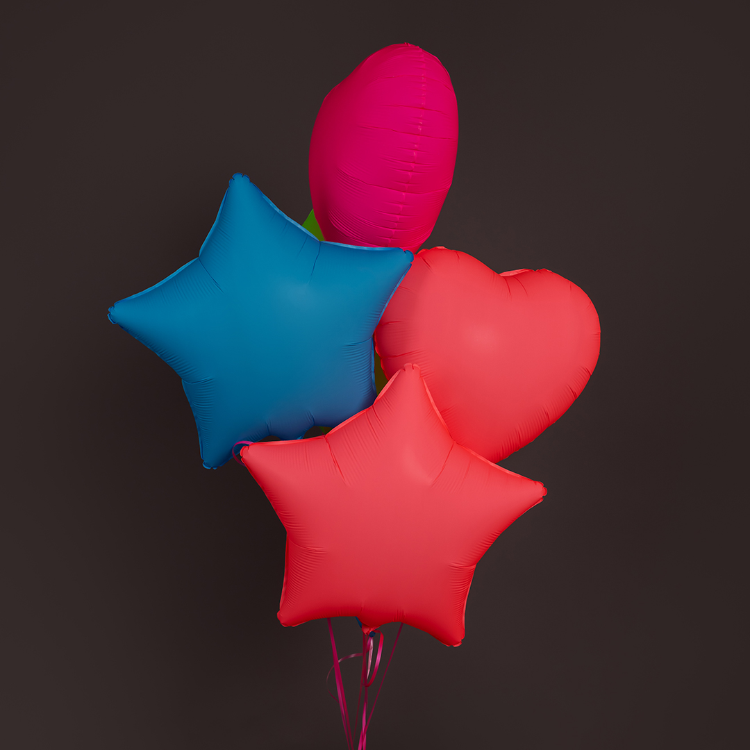 Шар (18''/46 см) Звезда, Розовый, Неон, 1 шт.