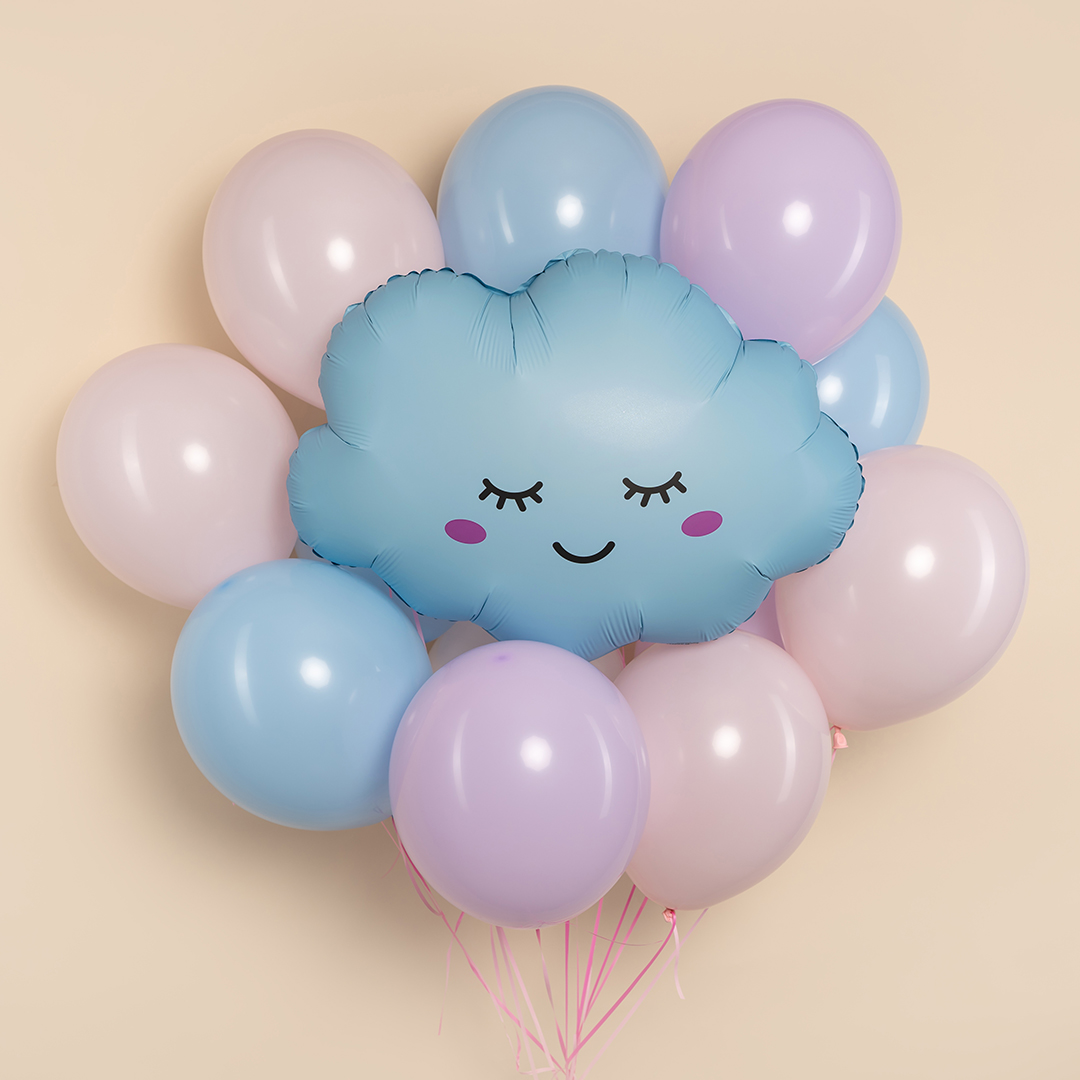 Шар (27''/69 см) Фигура, Облако, Светло-голубой, Матовый, 1 шт.