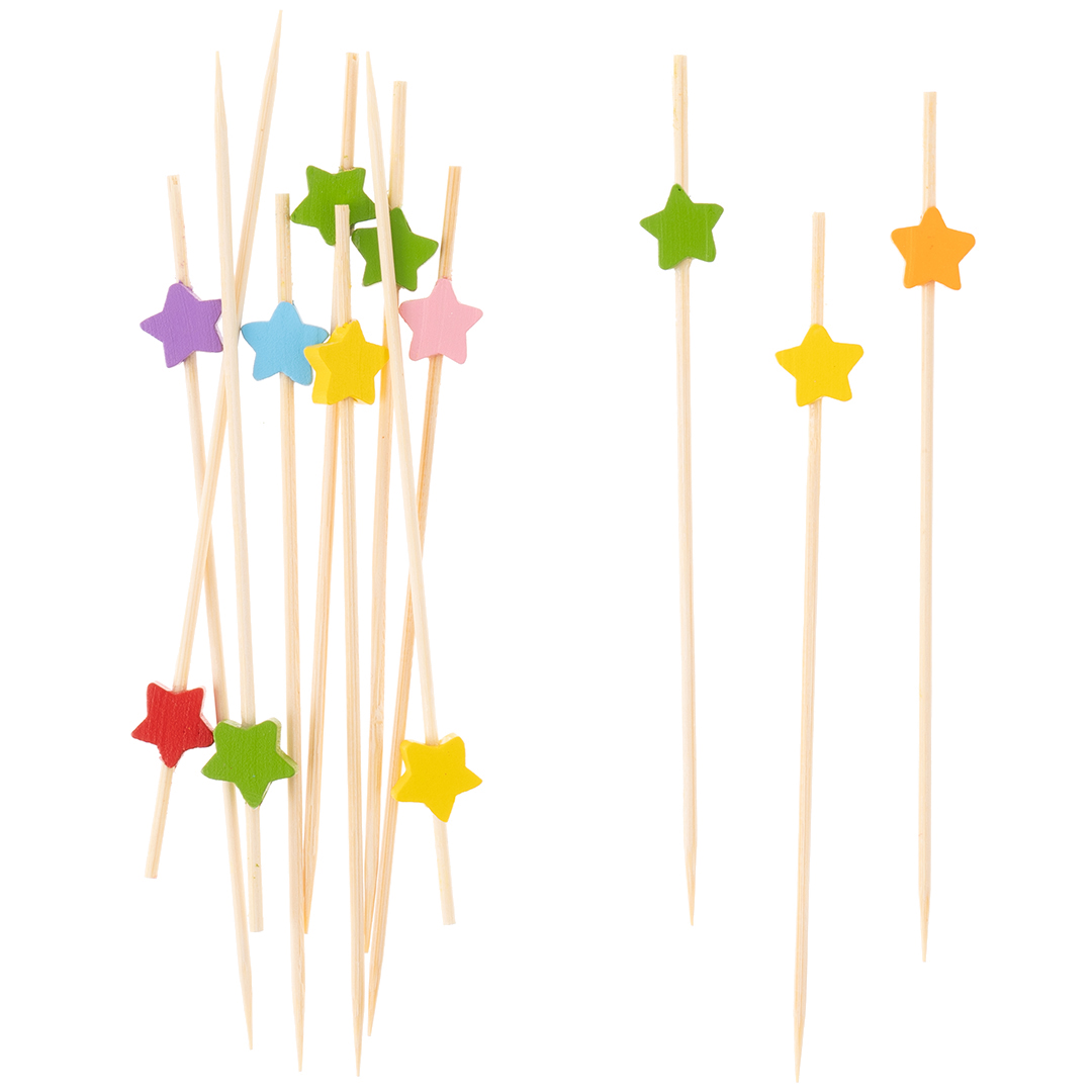 Пики Топперы, Звезда, Ассорти, 12 см, 12 шт.
