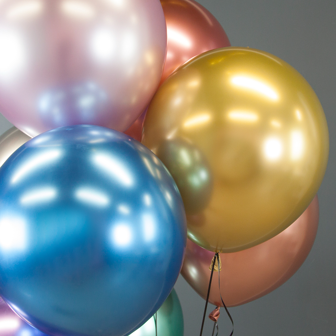 Шар (18''/46 см), Золото, хром, 10 шт.