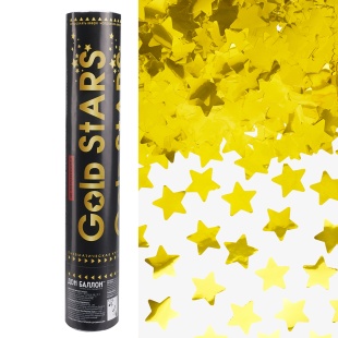 Пневмохлопушка (12/30 см), Звезды фольга, Золото, Металлик, 1 шт.