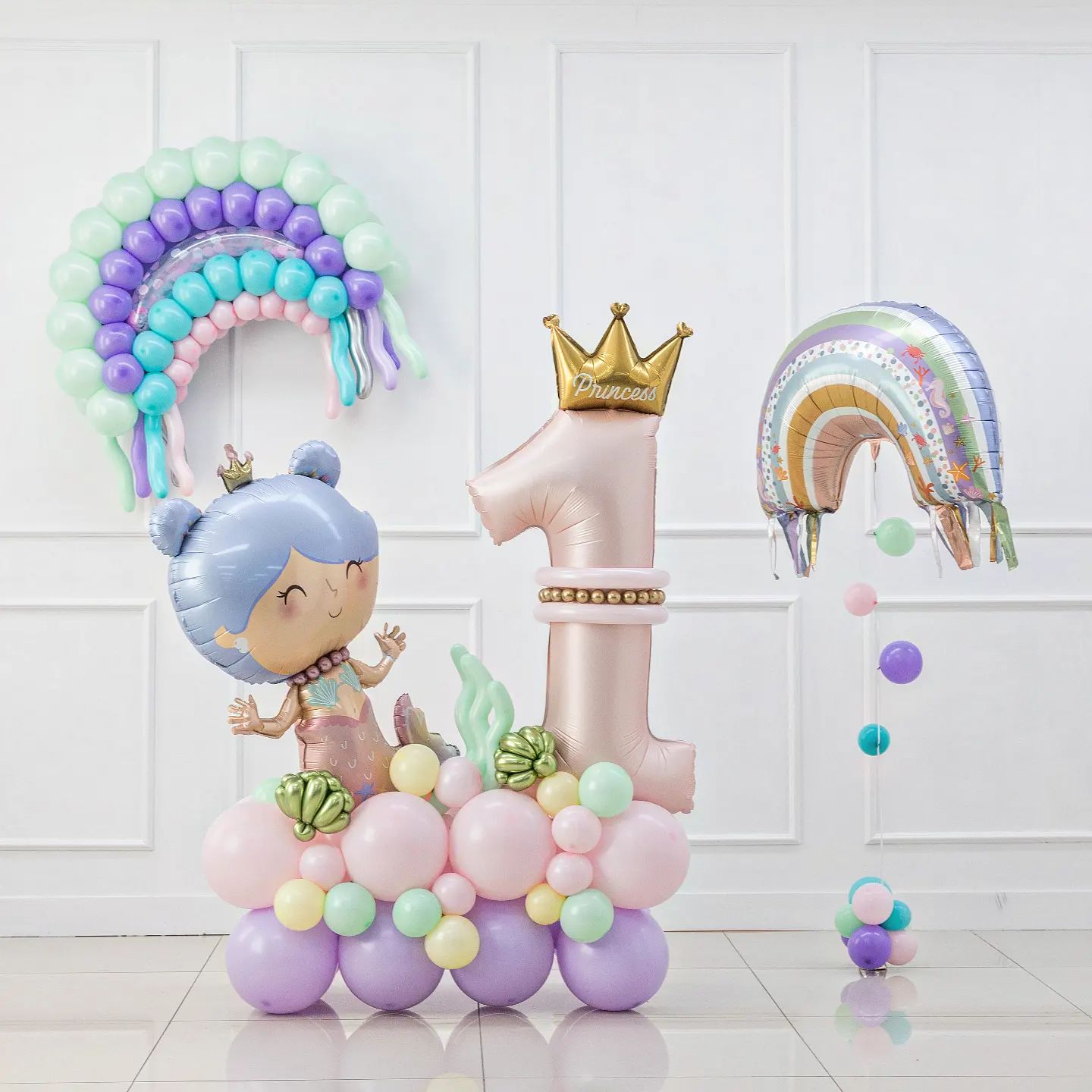 Шар (27''/69 см) Фигура, Радуга для Русалочки, 1 шт.