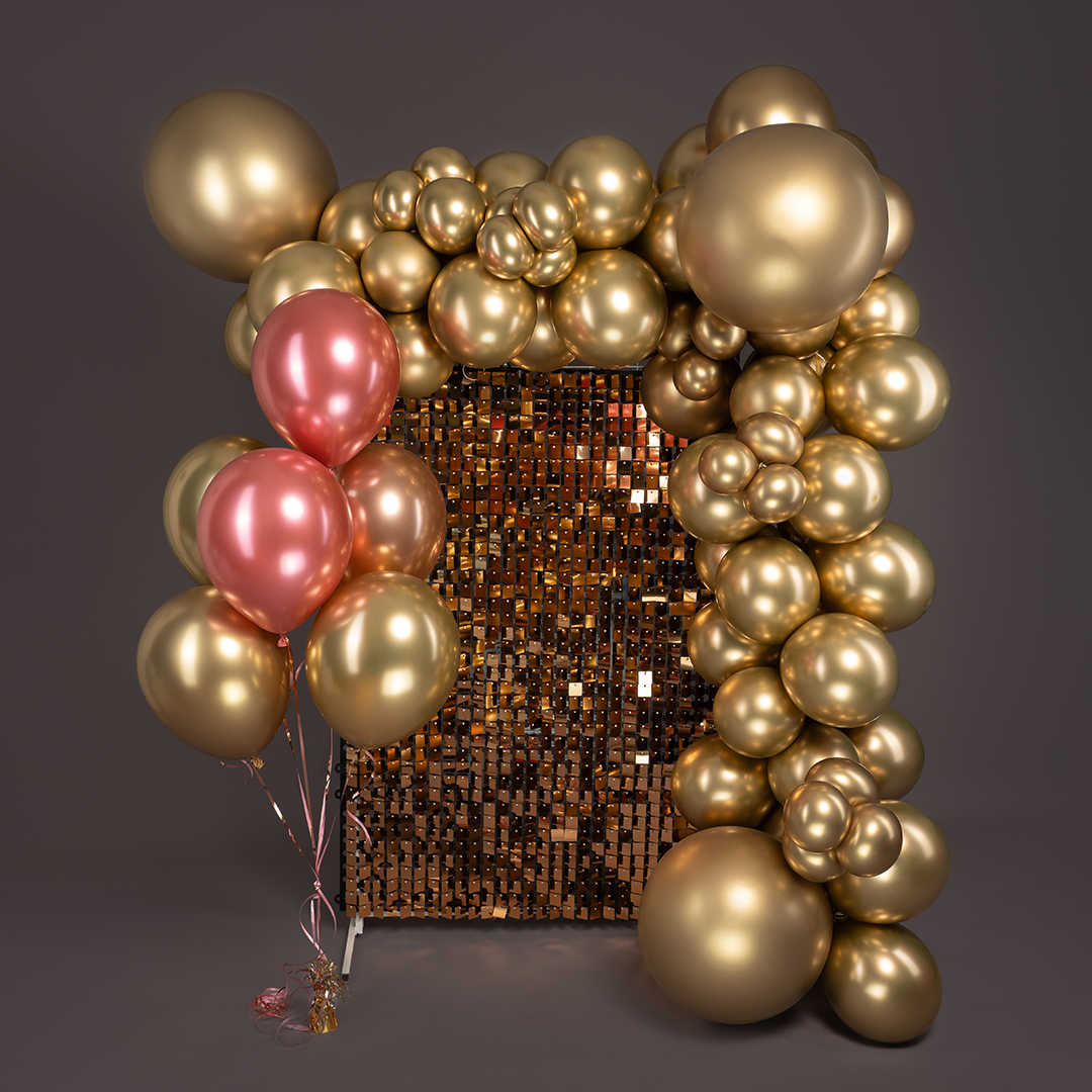 Шар (12''/30 см), Розовое Золото, хром, 50 шт.