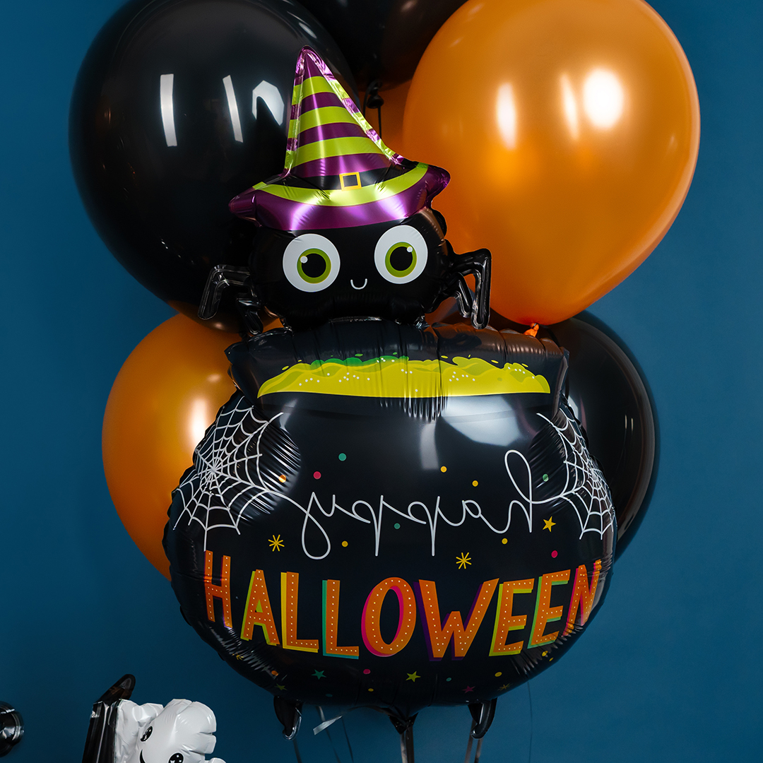 Шар (31''/79 см) Фигура, Паучок и котел ведьмы, 1 шт.