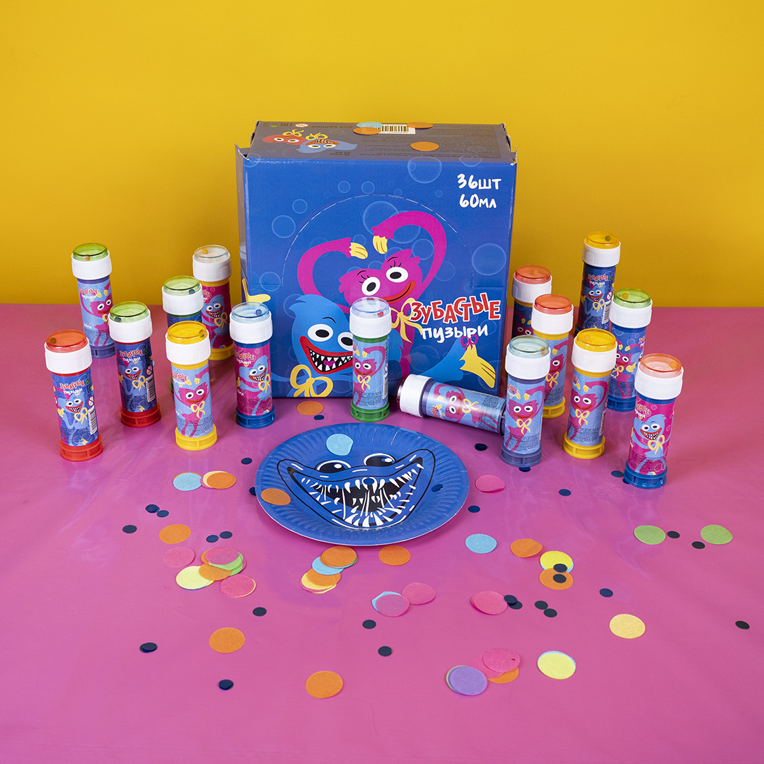 Тарелки (7''/18 см) Зубастики, Синий/Фуше, 6 шт.