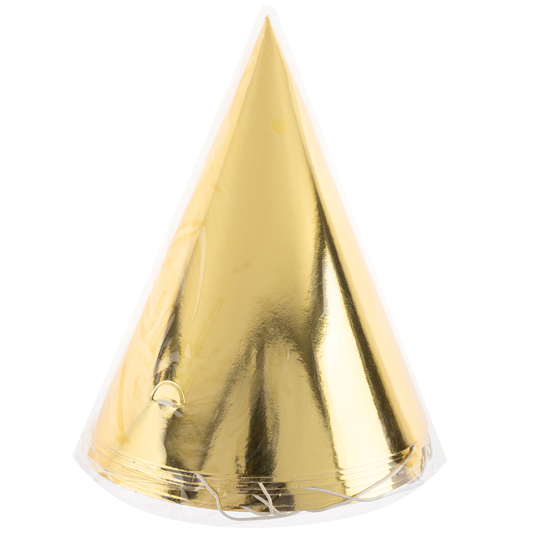 Колпаки, Золото, Металлик, 16 см, 6 шт. в упак. 