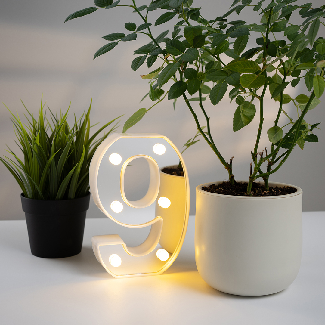 Световая фигура Цифра, 6/9, 16 см. Серебро, 1 шт.