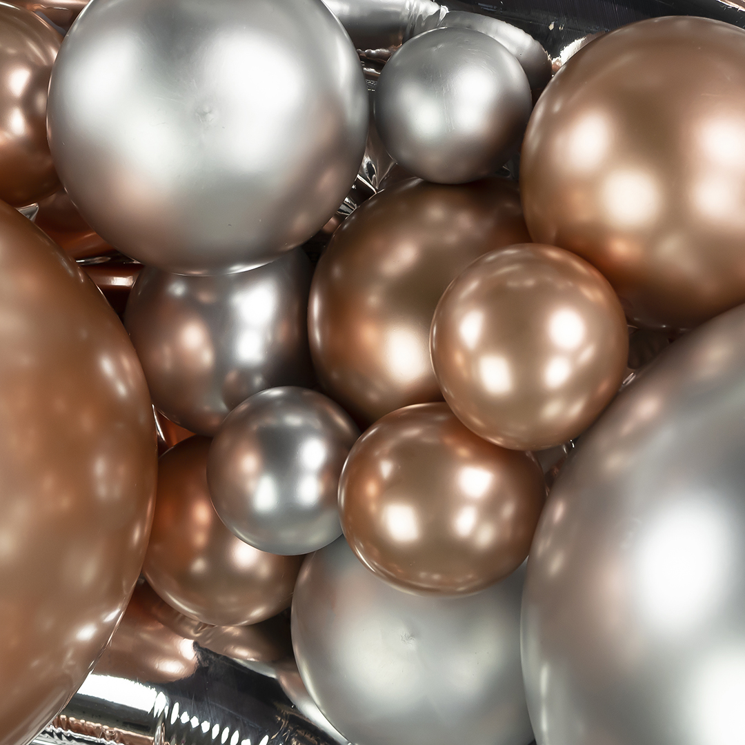 Шар (10''/25 см), Розовое Золото, хром, 50 шт.