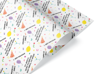 Упаковочная бумага 70гр (0,7*1 м) С Днем Рождения! (колпаки и шарики), 10 шт.