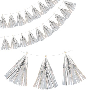 Гирлянда Тассел, Лазерный, Серебро, Голография, 35*12 см, 12 листов.