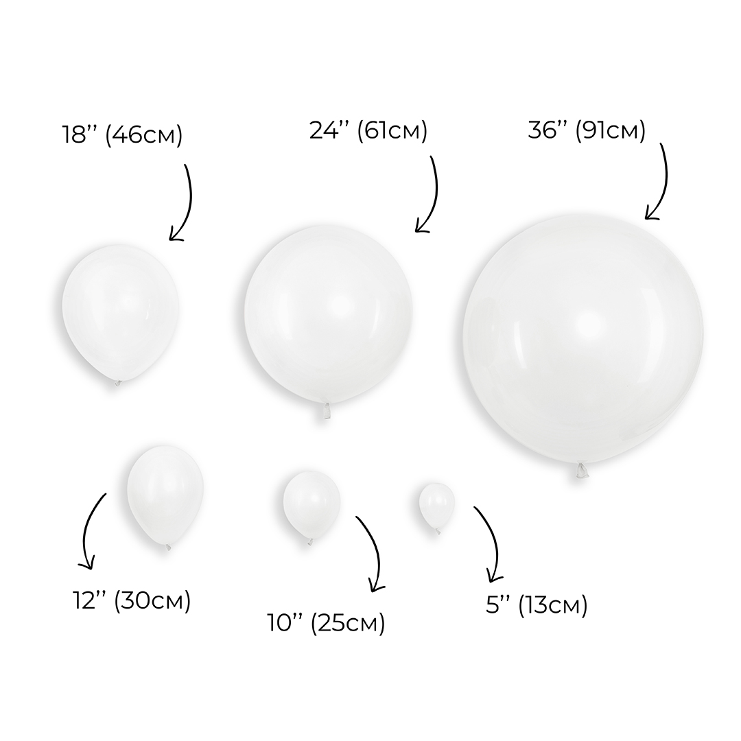 Шар (24''/61 см), Белый, пастель, 3 шт.
