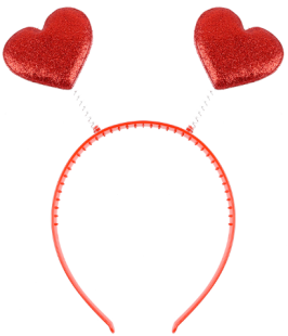 Ободок, Сердечки, Красный, с блестками, 1 шт. 