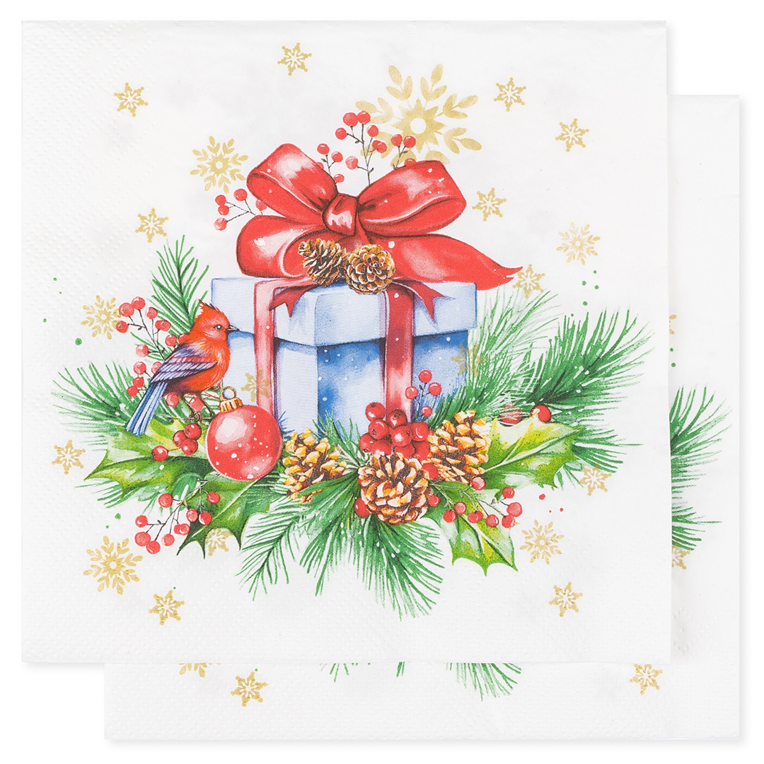 Сервировочные салфетки, Подарок на Новый Год, 33*33 см, 20 шт.