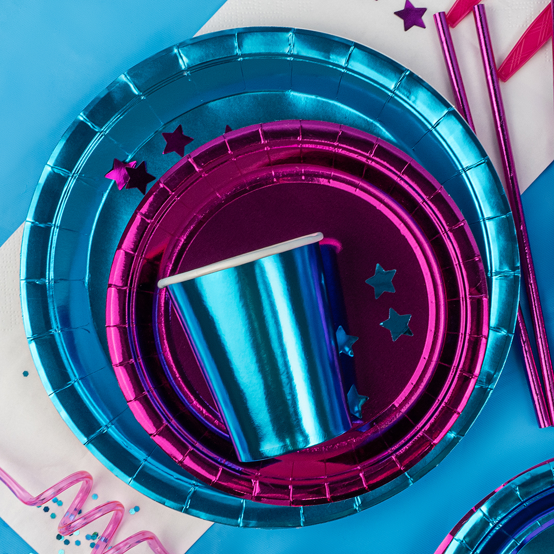 Тарелки (7''/18 см) Голубой, Металлик, 6 шт.